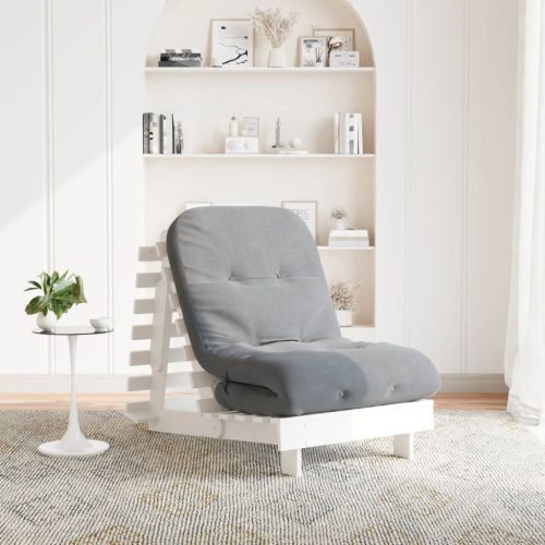 fehér tömör fenyőfa futon kanapéágy matraccal 70 x 206 x 11 cm