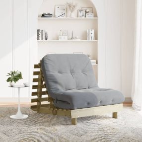   tömör impregnált fenyőfa futon kanapéágy matraccal 80x206x11 cm