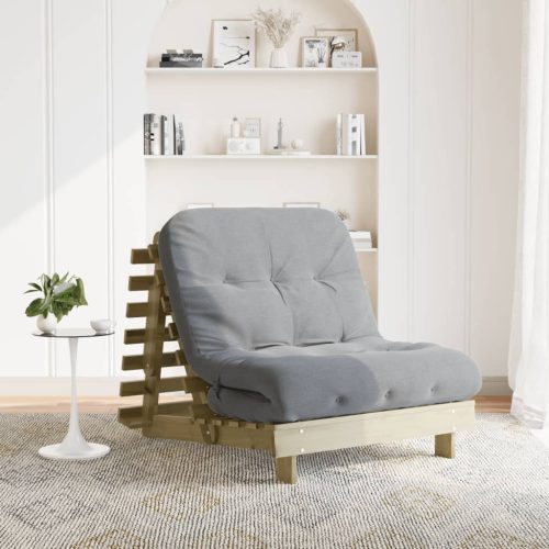 tömör impregnált fenyőfa futon kanapéágy matraccal 90x206x11 cm
