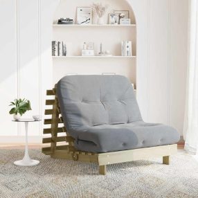   tömör impregnált fenyőfa futon kanapéágy matraccal 100x206x11cm