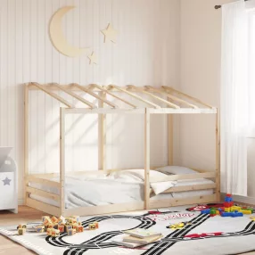 fehér tömör fenyőfa gyerekágy tetővel 80 x 200 cm