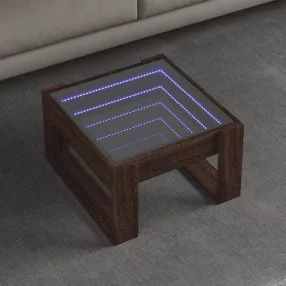   barna tölgy végtelen hatású LED-es dohányzóasztal 50x53x30 cm