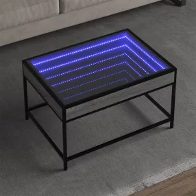   szürke sonoma végtelen hatású LED-es dohányzóasztal 70x50x41 cm