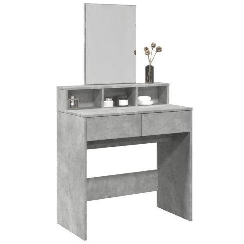 betonszürke fésülködőasztal tükörrel 80 x 41 x 144,5 cm