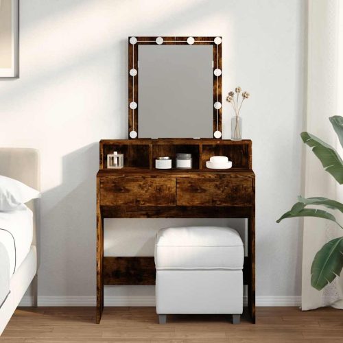 füstös tölgy színű fésülködőasztal LED-del 80 x 41 x 144,5 cm