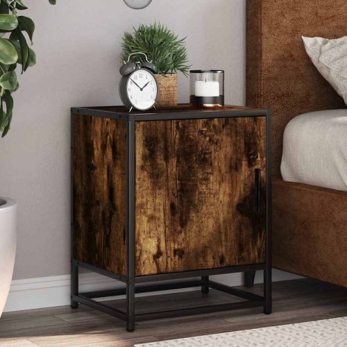 éjjeliszekrények 2 db füstölt tölgy 40x31x50 cm Gépi fa és fém
