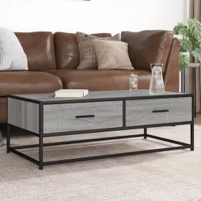   vidaXL szürke sonoma szerelt fa és fém dohányzóasztal 100 x 50 x 35 cm