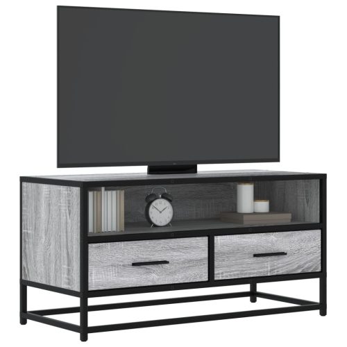 szürke sonoma színű szerelt fa és fém TV-szekrény 80x34,5x40 cm