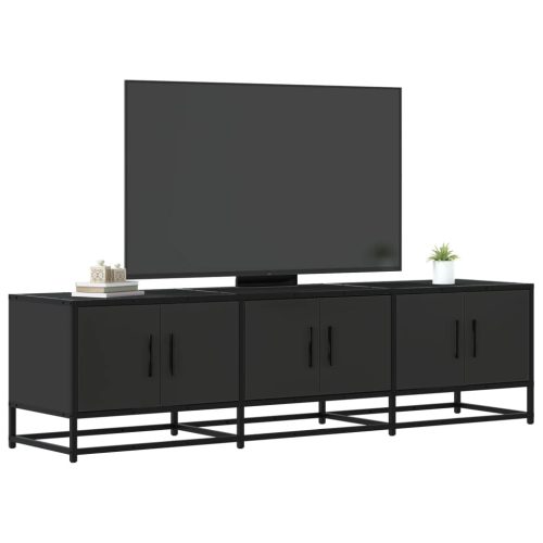 fekete szerelt fa és fém TV-szekrény 150x35x41 cm