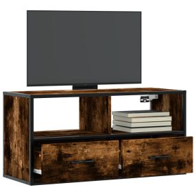   füstös tölgy színű szerelt fa és fém TV-szekrény 80x31x39,5 cm