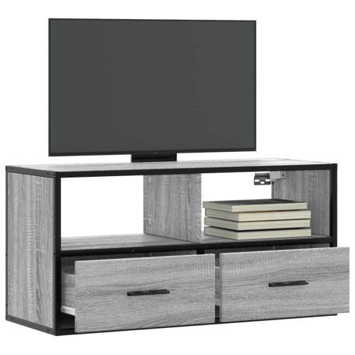 szürke sonoma színű szerelt fa és fém TV-szekrény 80x31x39,5 cm
