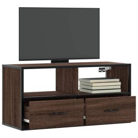   barna tölgy színű szerelt fa és fém TV-szekrény 80x31x39,5 cm