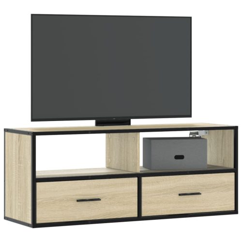 sonoma tölgy színű szerelt fa és fém TV-szekrény 100x31x39,5 cm