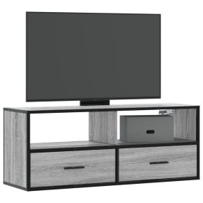   szürke sonoma színű szerelt fa és fém TV-szekrény 100x31x39,5cm