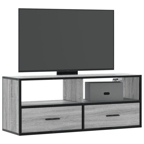szürke sonoma színű szerelt fa és fém TV-szekrény 100x31x39,5cm