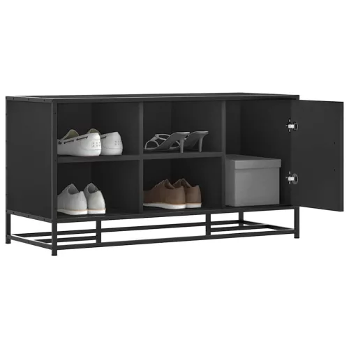 Cipőpad Fekete 100x40x53,5 cm Fából és fémből készült pad