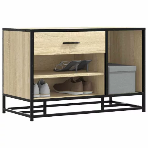 cipőpad Sonoma tölgy 80x40x53,5 cm Gépelt fa és fém