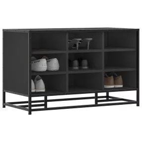   Cipőpad Fekete 84x40x53,5 cm Fából és fémből készült pad