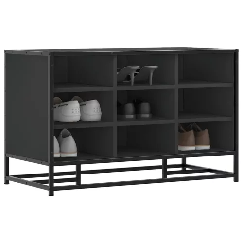 Cipőpad Fekete 84x40x53,5 cm Fából és fémből készült pad