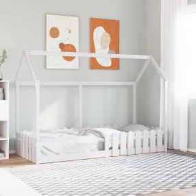 fehér tömör fenyőfa házikó gyerekágykeret 80 x 200 cm