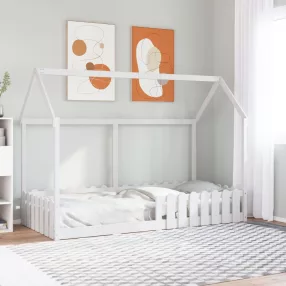fehér tömör fenyőfa házikó gyerekágykeret 90 x 190 cm