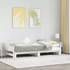  vidaXL fehér tömör fenyőfa kihúzható kanapéágy 90 x 190 cm