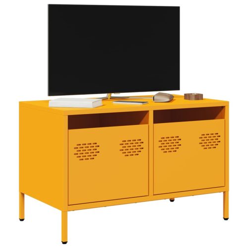 mustársárga hidegen hengerelt acél TV-szekrény 68x39x43,5 cm