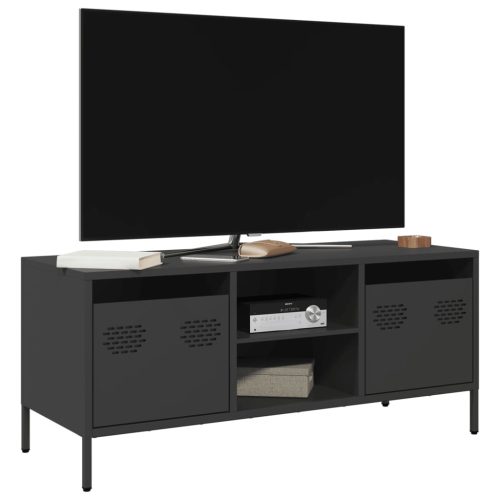 fekete hidegen hengerelt acél TV-szekrény 101,5 x 39 x 43,5 cm