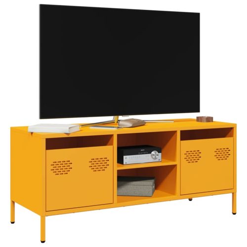 mustársárga hidegen hengerelt acél TV-szekrény 101,5x39x43,5 cm