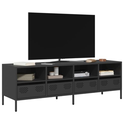 fekete hidegen hengerelt acél TV-szekrény 135 x 39 x 43,5 cm