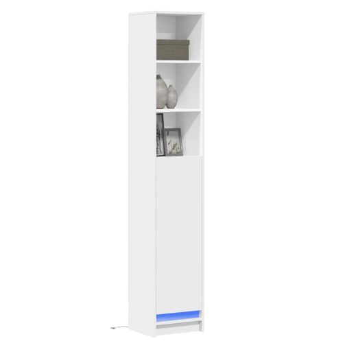 fehér szerelt fa tálalószekrény LED-del 36 x 32,5 x 200 cm