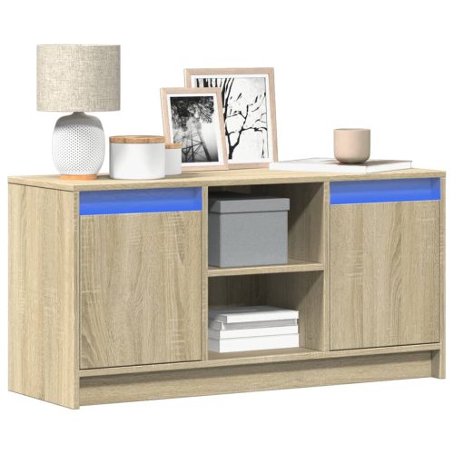 sonoma tölgy színű szerelt fa LED-es TV-szekrény 100x34x50 cm