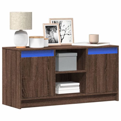 barna tölgy színű szerelt fa LED-es TV-szekrény 100x34x50 cm