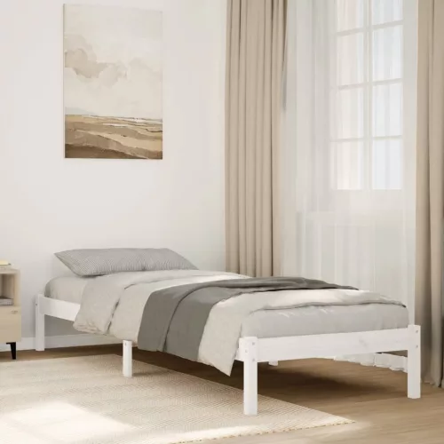 fehér tömör fenyő extra hosszú ágykeret matrac nélkül 90x210 cm