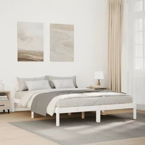 fehér tömör fenyő extra hosszú ágykeret matrac nélkül 140x220cm