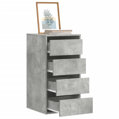 betonszürke szerelt fa fiókos sarokszekrény 40 x 41 x 76 cm