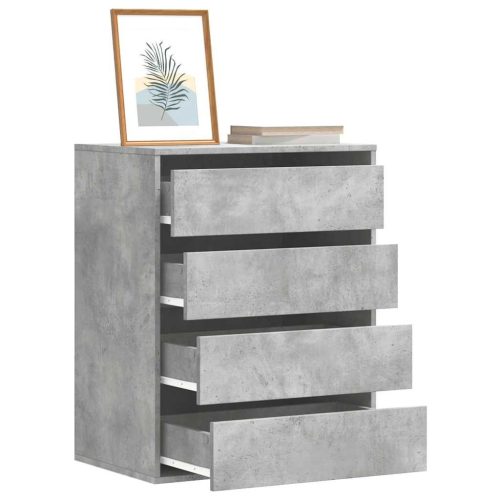 betonszürke szerelt fa fiókos sarokszekrény 60 x 41 x 76 cm