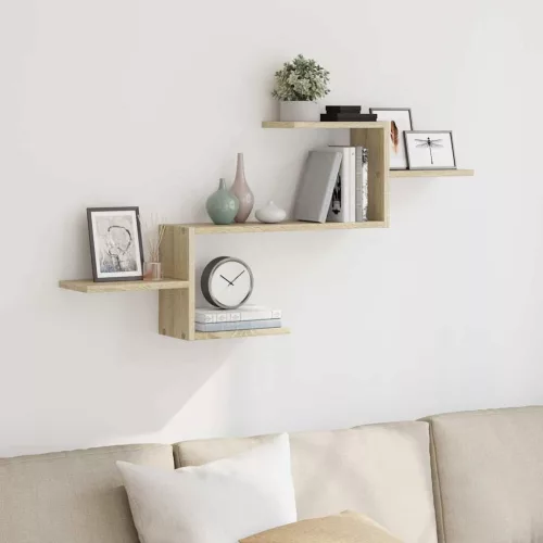 sonoma tölgy színű szerelt fa fali polc 104 x 15 x 49 cm