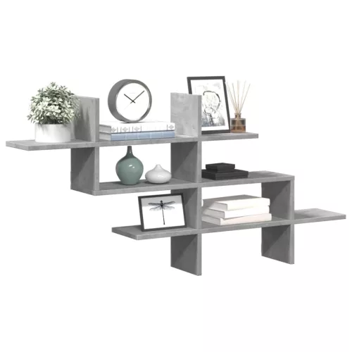 betonszürke szerelt fa fali polc 124,5 x 18 x 60,5 cm