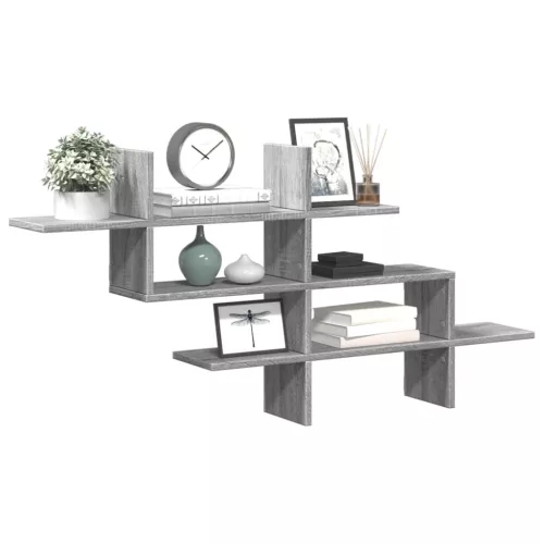 szürke sonoma színű szerelt fa fali polc 124,5 x 18 x 60,5 cm