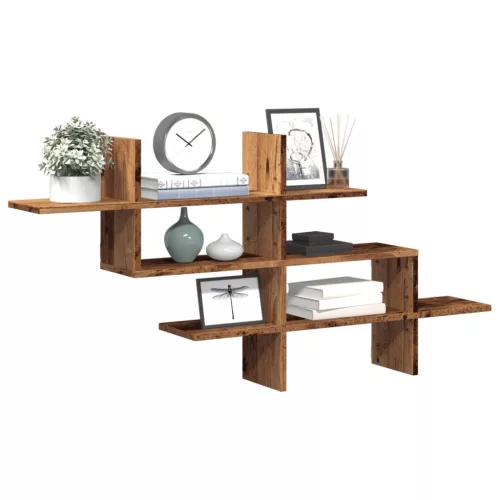 antik fa színű szerelt fa fali polc 124,5 x 18 x 60,5 cm