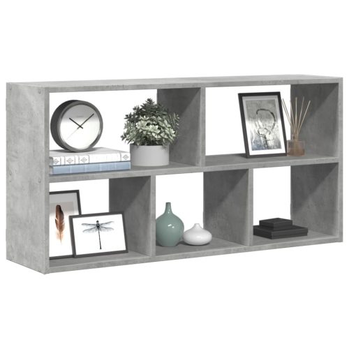 betonszürke szerelt fa fali polc 100 x 25 x 50 cm