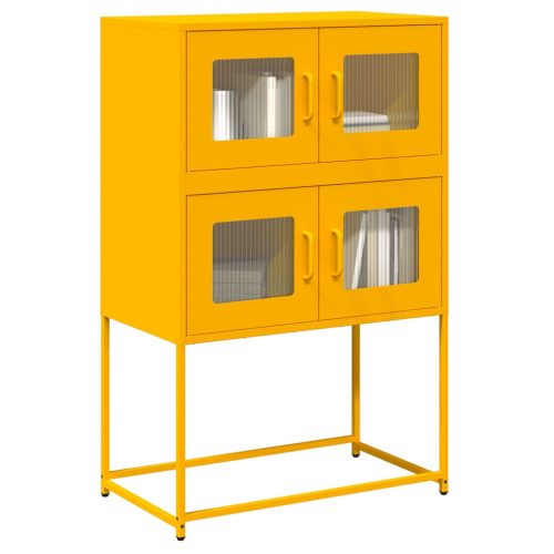 Highboard Mustársárga 68x39x107 cm Acél