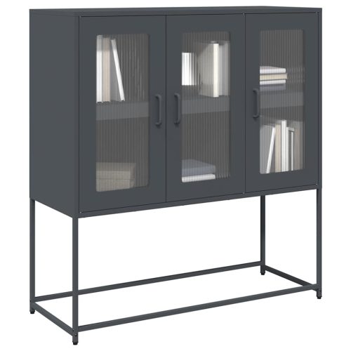 antracit hidegen hengerelt acél tálalószekrény 100,5x39x107 cm