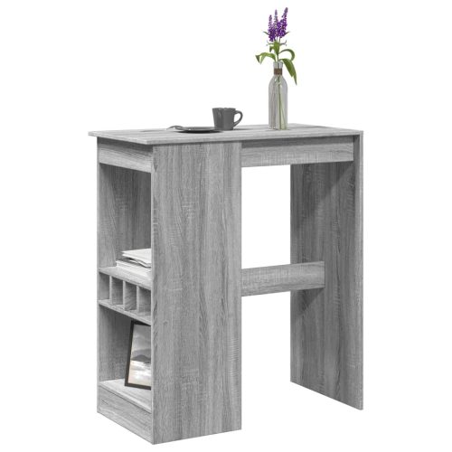 szürke sonoma szerelt fa bárasztal tárolókkal 90x47,5x103,5 cm