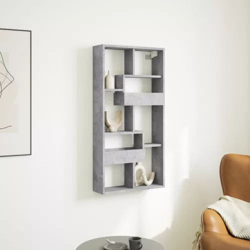 betonszürke szerelt fa faliszekrény 50 x 15 x 100 cm