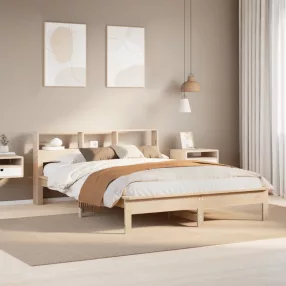   vidaXL tömör fenyőfa könyvespolcos ágy matrac nélkül 120 x 200 cm
