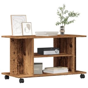   antik fa színű szerelt fa TV-szekrény görgőkkel 80 x 40 x 45 cm