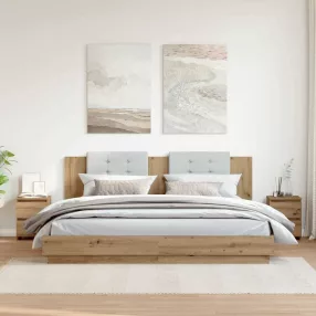   2 db kézműves tölgy színű szerelt fa éjjeliszekrény 30x30x40 cm