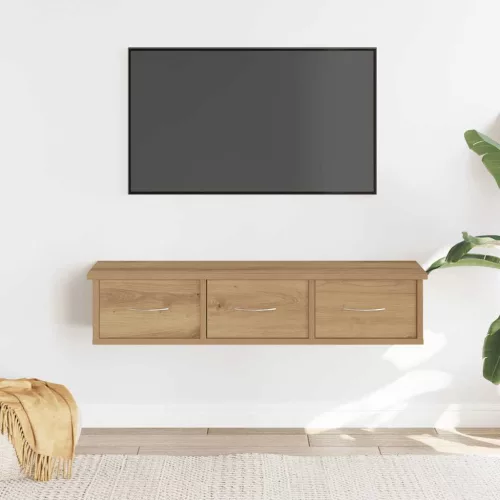 kézműves tölgy színű szerelt fa faliszekrény 88x26x18,5 cm